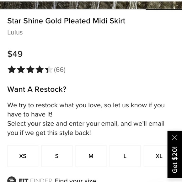 Lulu’s star shine pleated gold midi skirt. NWT size XL - Picture 7 of 7